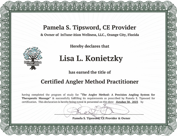 Angler Method Certification for Lisa Konietzky